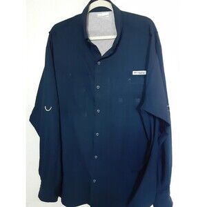 Columbia PFG Long Sleeve Fishing Shirt Navy XL (Fits 2XL/3XL) P2P 27 Gorpcore